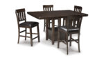 HADDIGAN EXTENDABLE COUNTER DINING SET WITH 4 CHAIRS
