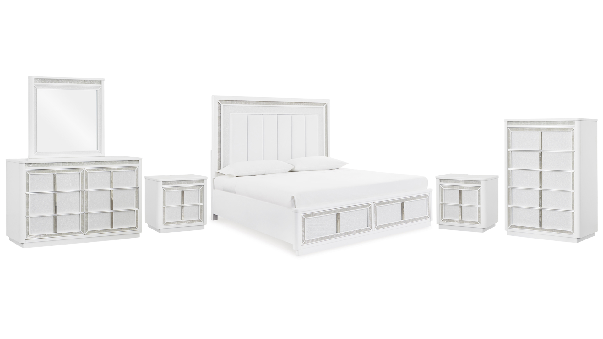 YgAMkEGc2qzFhiabTyLWcX3QLO5BfGBigB0wJ5v8.jpg CHALANNA BEDROOM SET ( BED + 2 NIGHT STANDS + MIRRORED DRESSER + CHEST OF DRAWERS ) - Image 1