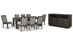 HYNDELL DINING TABLE SET WITH 8 CHAIRS AND A SERVER