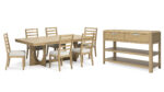 RENCOTT DINING TABLE SET WITH 6 CHAIRS AND A SERVER