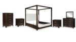 BRECKINGTON BEDROOM SET ( BED + 2 NIGHT STANDS +MIRRORED DRESSERS + CHEST OF DRAWERS )