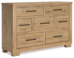 GALLIDEN BEDROOM SET ( BED + 2 NIGHT STANDS + MIRRORED DRESSER + CHEST OF DRAWERS )