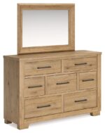 GALLIDEN BEDROOM SET ( BED + 2 NIGHT STANDS + MIRRORED DRESSER + CHEST OF DRAWERS )