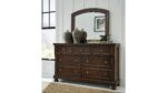 PORTER BEDROOM SET (BED + 2NIGHT STANDS + MIRRORED DRESSER + CHEST OF DRAWERS )
