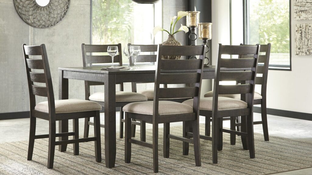 ROKANE DINING ROOM TABLE SET 6PAX (ASH)