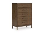 ROANHOWE BEDROOM SET (BED + 2 NIGHT STANDS +MIRRORED DRESSER +CHEST OF DRAWERS )
