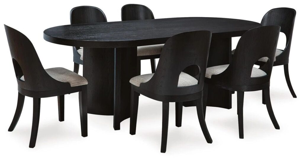 ROWANBECK DINING SET WITH 6 CHAIRS AND A SERVER