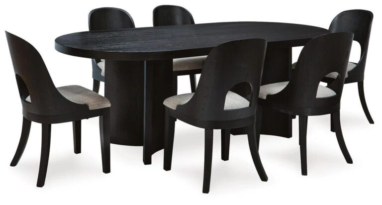 ROWANBECK DINING SET WITH 6 CHAIRS AND A SERVER