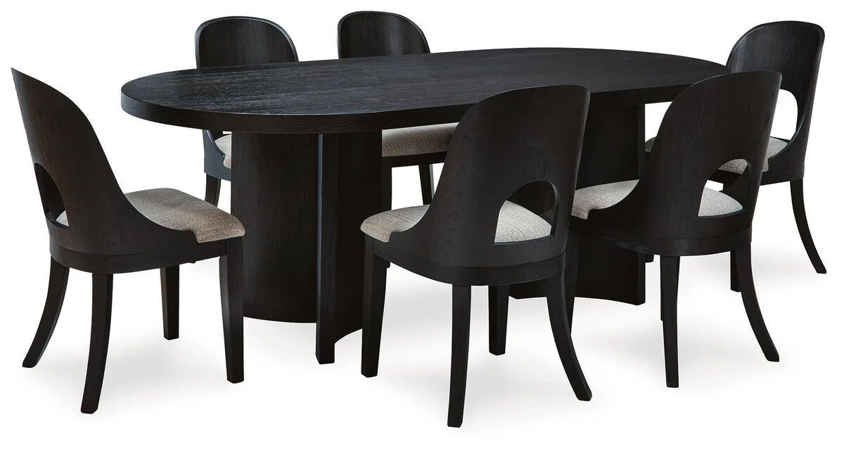 3000618_EI7NWmEyFHNzsRUvzqyXSh95c4FI5hcOjjWID7xl.jpg ROWANBECK DINING SET WITH 6 CHAIRS AND A SERVER