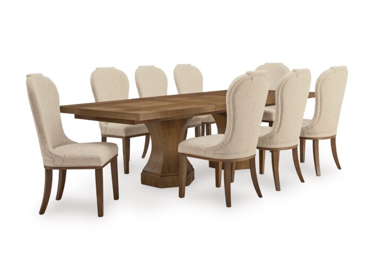 JORLAINA DARK DINING SET WITH 8 CHAIRS