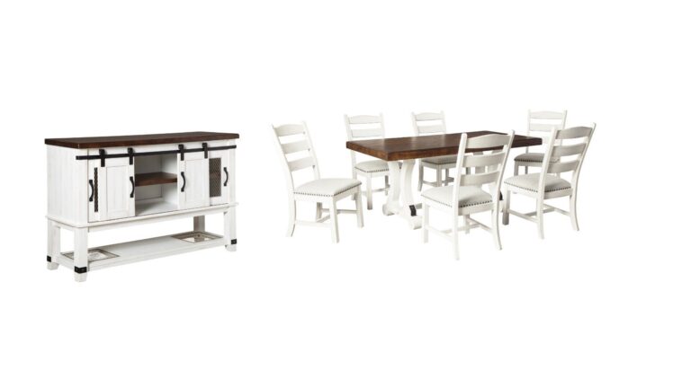 VALEBECK DINING SET WITH 6 CHAIRS
