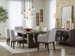 BURKHAUS DINING SUITE WITH 8 CHAIRS AND A SERVER