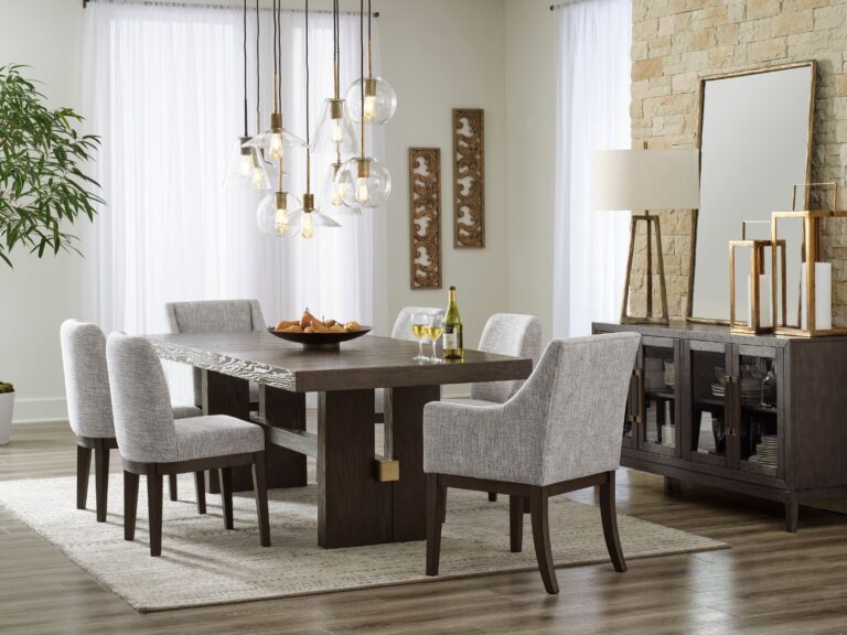 BURKHAUS DINING SUITE WITH 8 CHAIRS AND A SERVER