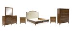 STURLAYNE BEDROOM SET( BED + 2 NIGHT STANDS+ MIRRORED DRESSER + CHEST OF DRAWERS)