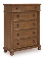 CHADWORTH BEDROOM SET( BED + 2 NIGHT STANDS+ MIRRORED DRESSER +CHEST OF DRAWERS)