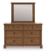 CHADWORTH BEDROOM SET( BED + 2 NIGHT STANDS+ MIRRORED DRESSER +CHEST OF DRAWERS)